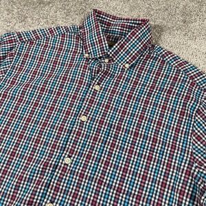 Peter Millar Button Down Shirt Mens Medium Summer Comfort Gingham Golf Stretch